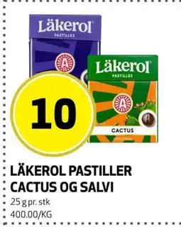Bunnpris LÄKEROL PASTILLER CACTUS OG SALVI tilbud