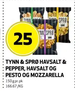 Bunnpris TYNN & SPRØ HAVSALT & PEPPER, HAVSALT OG PESTO OG MOZZARELLA tilbud