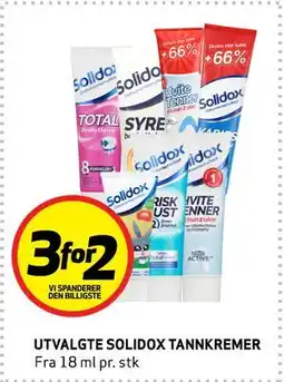 Bunnpris UTVALGTE SOLIDOX TANNKREMER tilbud