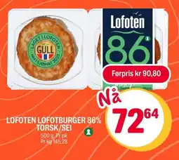 Coop Extra LOFOTEN Lofotburger 86% torsk/sei tilbud
