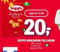Coop Extra SOPPS Makaroni fullkorn tilbud
