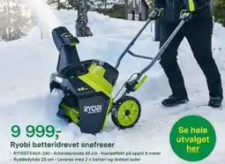 Felleskjøpet Ryobi batteridrevet snøfreser tilbud
