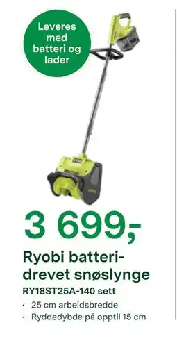 Felleskjøpet Ryobi batteridrevet snøslynge tilbud