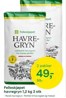 Felleskjøpet Felleskjøpet havregryn 1,2 kg 2 stk tilbud