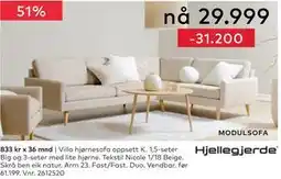 Skeidar Villa hjørnesofa oppsett K tilbud