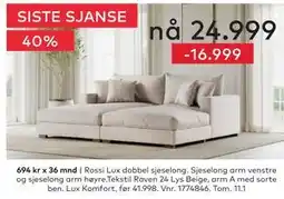 Skeidar Rossi Lux dobbel sjeselong tilbud