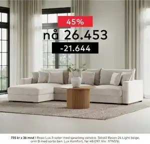 Skeidar Rossi Lux 3-seter tilbud