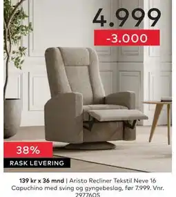Skeidar Aristo Recliner Tekstil Neve 16 Capuchino tilbud