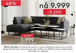 Skeidar Portland hjørnesofa tilbud