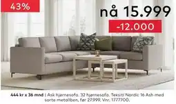 Skeidar Ask hjørnesofa tilbud