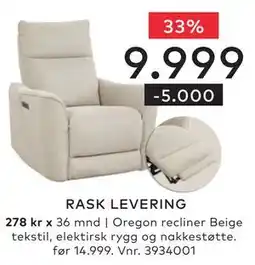 Skeidar Oregon recliner tilbud