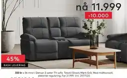 Skeidar Denver 2-seter TV sofa Tekstil Slowly Mørk Grå tilbud