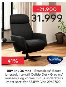 Skeidar Stressless Scott lenestol tilbud