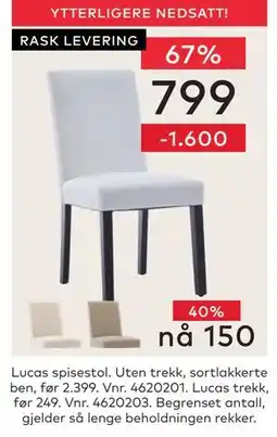 Skeidar Lucas spisestol tilbud
