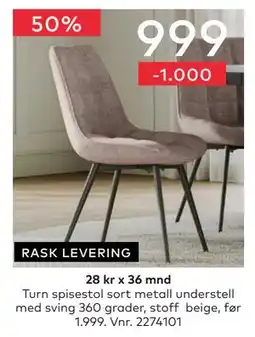 Skeidar Turn spisestol tilbud