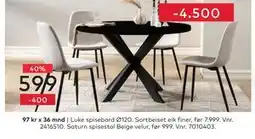 Skeidar Saturn spisestol Beige velur tilbud