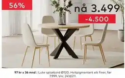 Skeidar Luke spisebord Ø120 tilbud