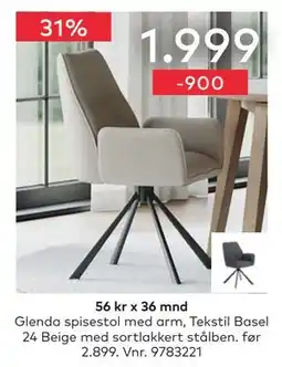 Skeidar Glenda spisestol med arm tilbud