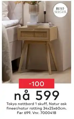 Skeidar Tokyo nattbord 1 skuff tilbud