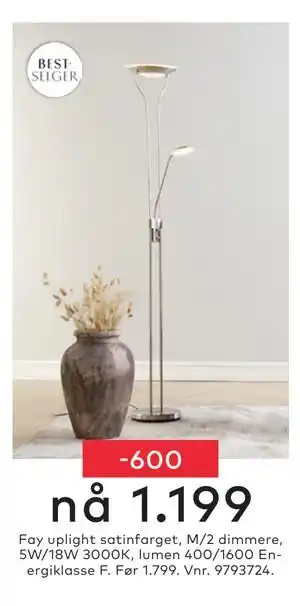 Skeidar Fay uplight satinfarget tilbud