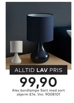 Skeidar Alex bordlampe tilbud