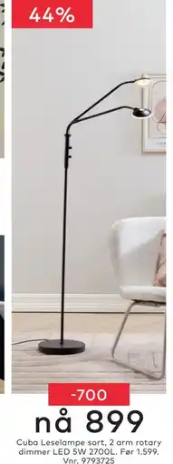 Skeidar Cuba Leselampe sort tilbud