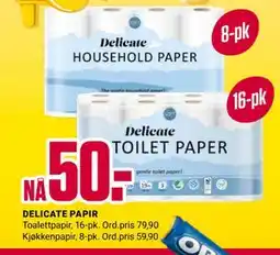 Europris DELICATE PAPIR tilbud