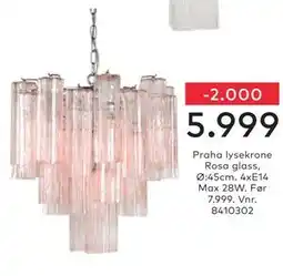 Skeidar Praha lysekrone Rosa glass tilbud