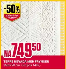 Europris TEPPE NEVADA MED FRYNSER tilbud
