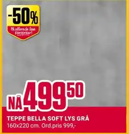 Europris TEPPE BELLA SOFT LYS GRÅ tilbud