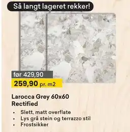 Right Price Tiles Larocca Grey 60x60 Rectified tilbud