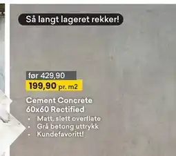 Right Price Tiles Cement Concrete 60x60 Rectified tilbud