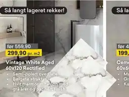 Right Price Tiles Vintage White Aged 60x120 Rectified tilbud