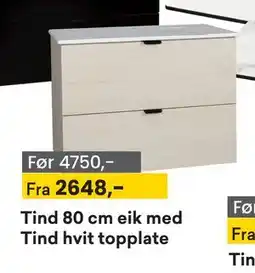 Right Price Tiles Tind 80 cm eik med Tind hvit topplate tilbud