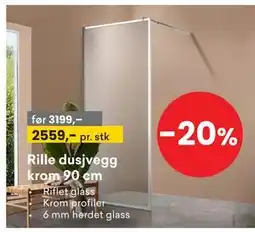 Right Price Tiles Rille dusjvegg krom 90 cm tilbud