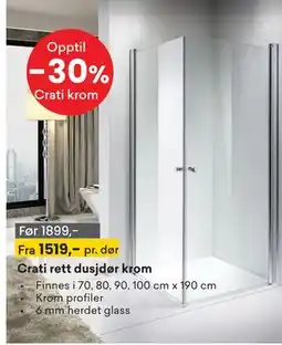 Right Price Tiles Crati rett dusjdør krom tilbud