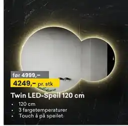 Right Price Tiles Twin LED-Speil 120 cm tilbud