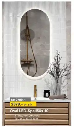 Right Price Tiles Oval LED-Speil50x110 tilbud