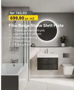 Right Price Tiles Fibo Beige Stone Slett Plate tilbud