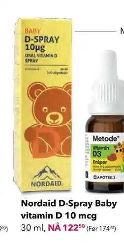 Apotek 1 Nordaid D-Spray Baby vitamin D 10 mcg tilbud