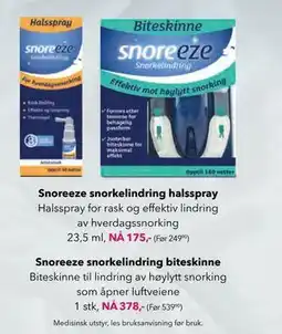Apotek 1 Snoreeze snorkelindring biteskinne tilbud