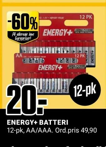 Europris Energy+ batteri tilbud