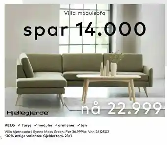 Skeidar Villa hjørnesofa i Synne Moss Green tilbud