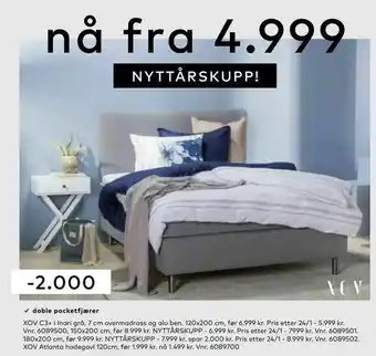 Skeidar XOV C3+ i Inari grå, 7 cm overmadrass og alu ben tilbud