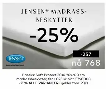 Skeidar Jensen ® madrassbeskytter tilbud
