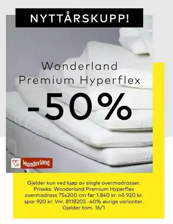 Skeidar Wonderland Premium Hyperflex overmadrass tilbud