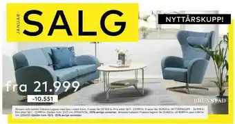 Skeidar Stream sofa tekstil Cabana Lagoon med ben i matt krom tilbud