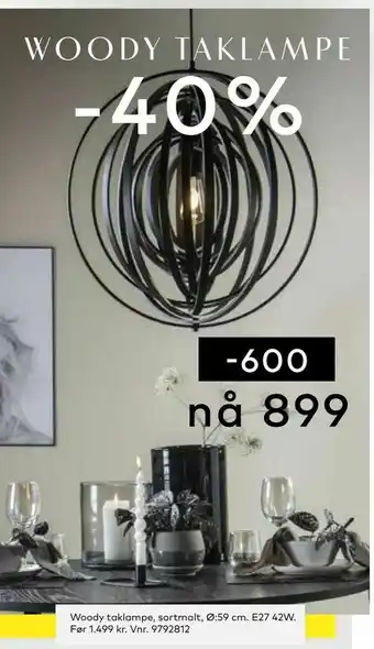 Skeidar Woody taklampe, sortmalt, Ø:59 cm tilbud