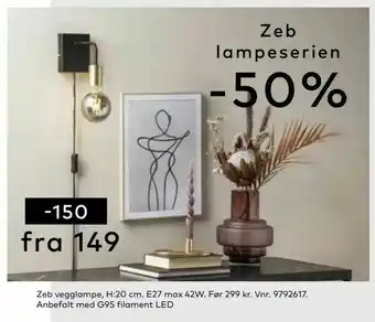 Skeidar Zeb vegglampe, H:20 cm. E27 max 42W tilbud