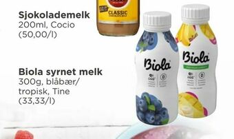 Meny Biola syrnet melk tilbud